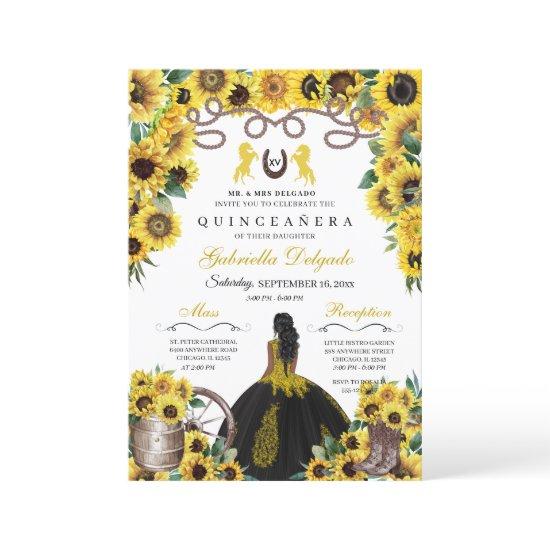 Yellow Sunflowers Western Charro Quinceanera