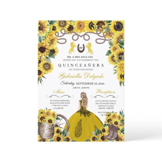 Yellow Sunflowers Western Charro Quinceanera