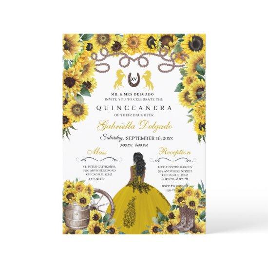 Yellow Sunflowers Western Charro Quinceanera