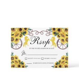 Yellow Sunflowers Western Quinceanera RSVP Card