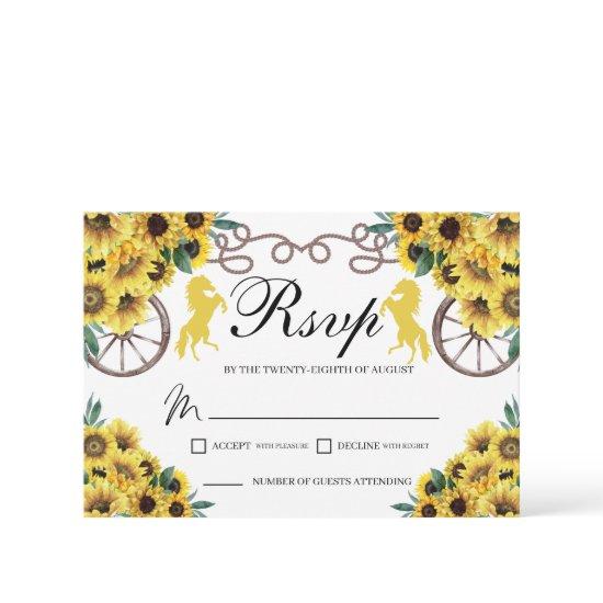 Yellow Sunflowers Western Quinceanera RSVP Card