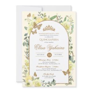 Yellow Watercolor Golden Butterfly Quinceanera