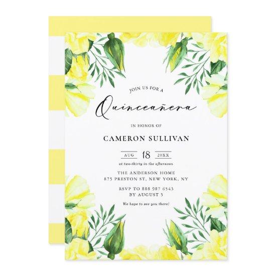Yellow Watercolor Roses Garland Quinceañera