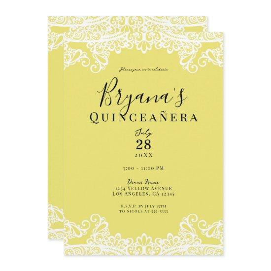 Yellow & White Lace Elegant Quinceañera Party