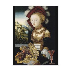 YOUNG GIRL ,ANTIQUE VINEYARD GRAPES AND WINE POSTCARD