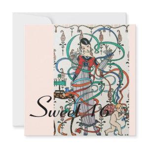 YOUNG GIRL ,COLORFUL RIBBONS SWEET 16  PARTY Blue
