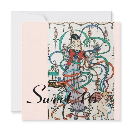 YOUNG GIRL ,COLORFUL RIBBONS SWEET 16  PARTY Blue