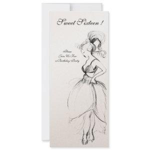 YOUNG GIRL SWEET 16 BIRTHDAY PARTY Black White
