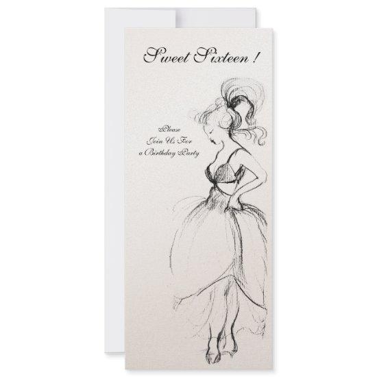 YOUNG GIRL SWEET 16 BIRTHDAY PARTY Black White