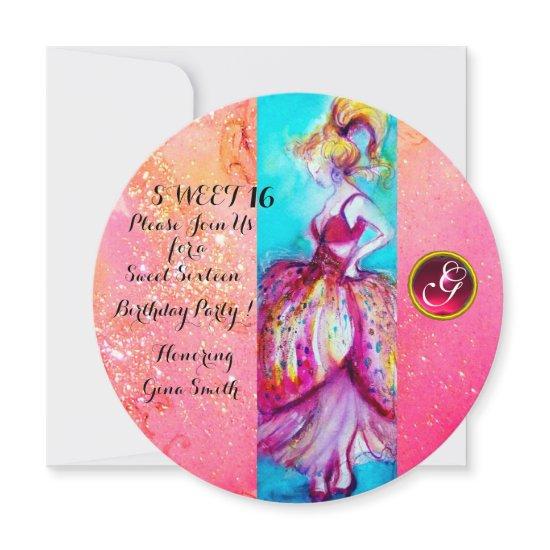 YOUNG GIRL SWEET 16 PARTY,Pink Sparkles Monogram