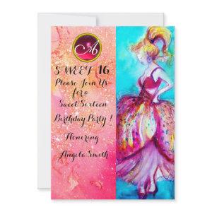 YOUNG GIRL SWEET 16 PARTY,Pink Sparkles Monogram