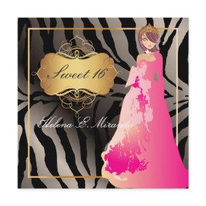 ZEBRA FAUX SILVER/Sweet 16/ Quinceañera