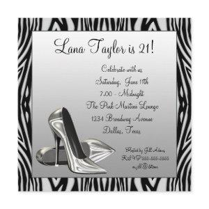 Zebra High Heels Womans  Birthday Party