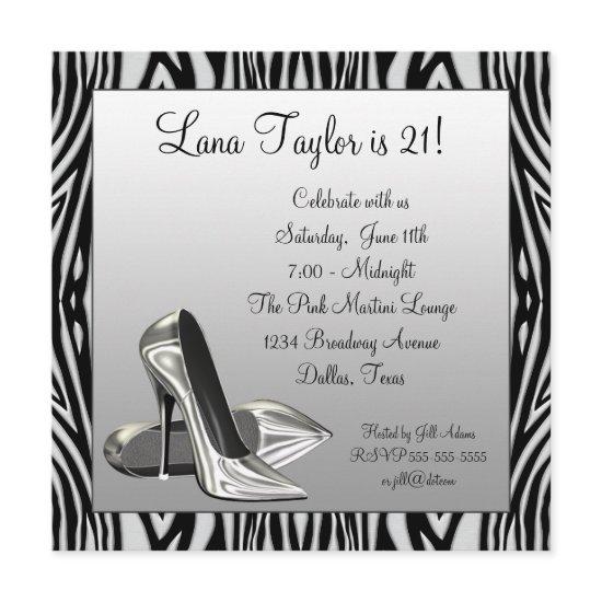 Zebra High Heels Womans  Birthday Party