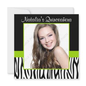 Zebra Lime Green Photo Quinceanera