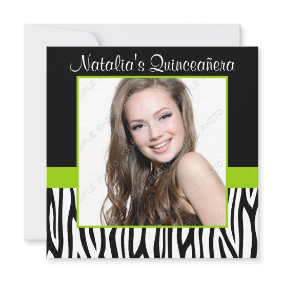 Zebra Lime Green Photo Quinceanera