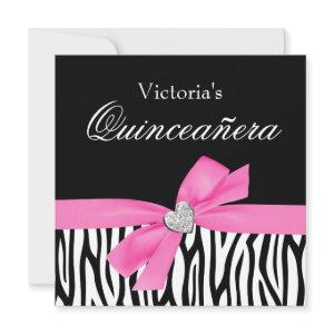 Zebra Pink Bow Diamond Quinceanera
