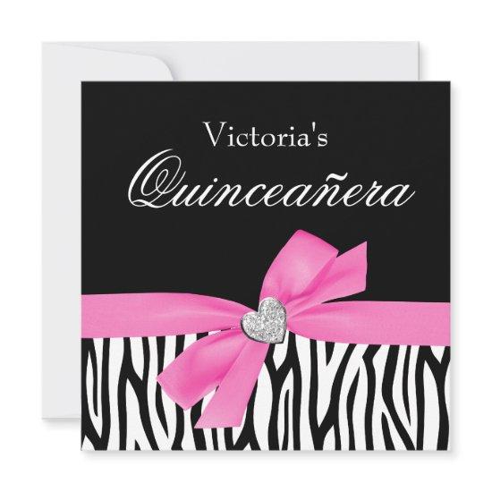 Zebra Pink Bow Diamond Quinceanera
