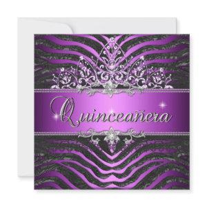 Zebra Purple Pink Black Quinceanera 15th Birthday
