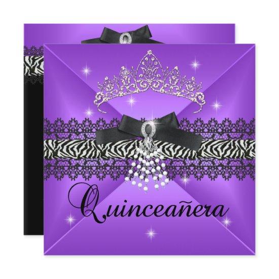 Zebra Quinceanera 15th Birthday Party Purple Black