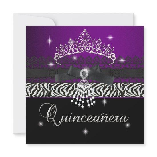 Zebra Quinceanera 15th Birthday Party Purple Black