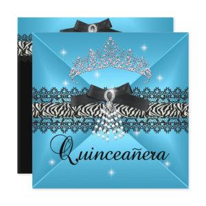 Zebra Quinceanera 15th Birthday Party Teal Blue