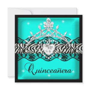 Zebra Quinceanera 15th Birthday Party Teal Lace