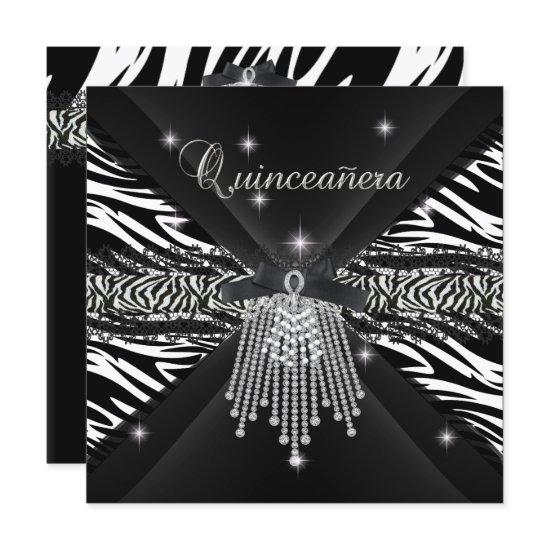Zebra Quinceanera 15th White Black Zebra Lace 3