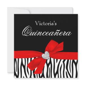 Zebra Red Bow Diamond Quinceanera